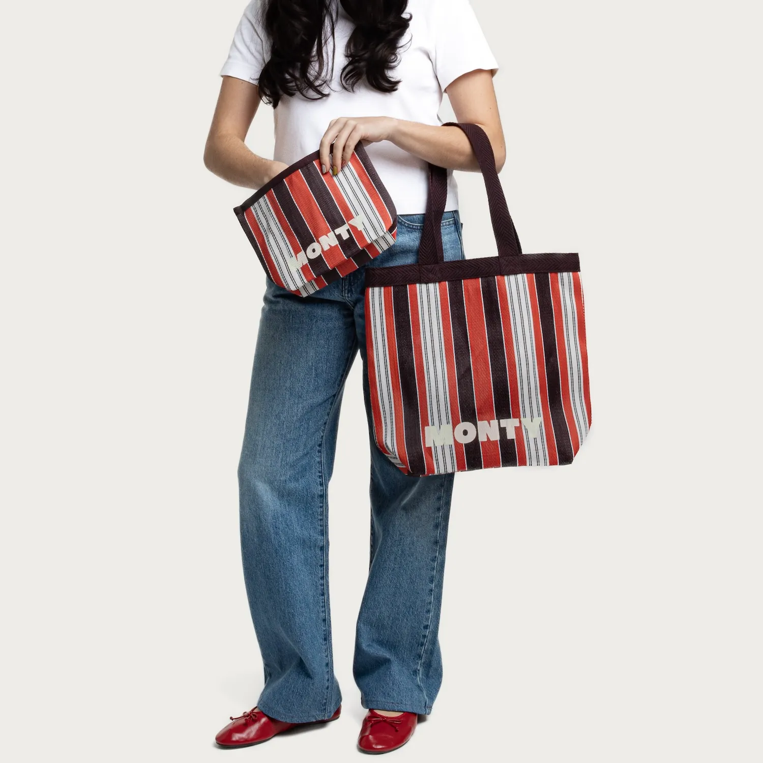 Pouch Recycled Nylon - Crimson & Cocoa - Image 3