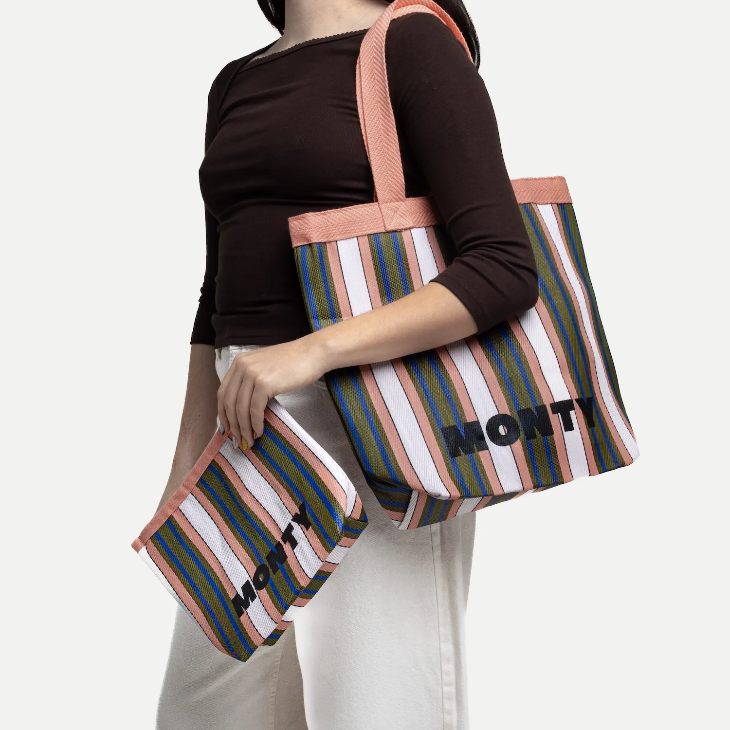 Pouch Recycled Nylon - Peach Frost & Khaki - Image 3
